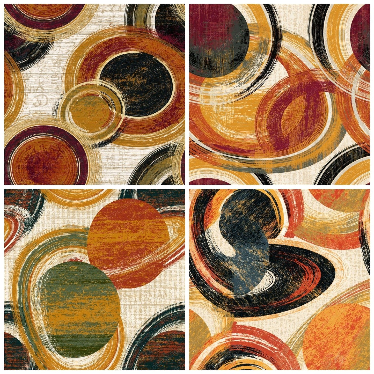 Woodcut Saturn Rings Terracotta Seamless Digital Paper Pack (DDD014304)