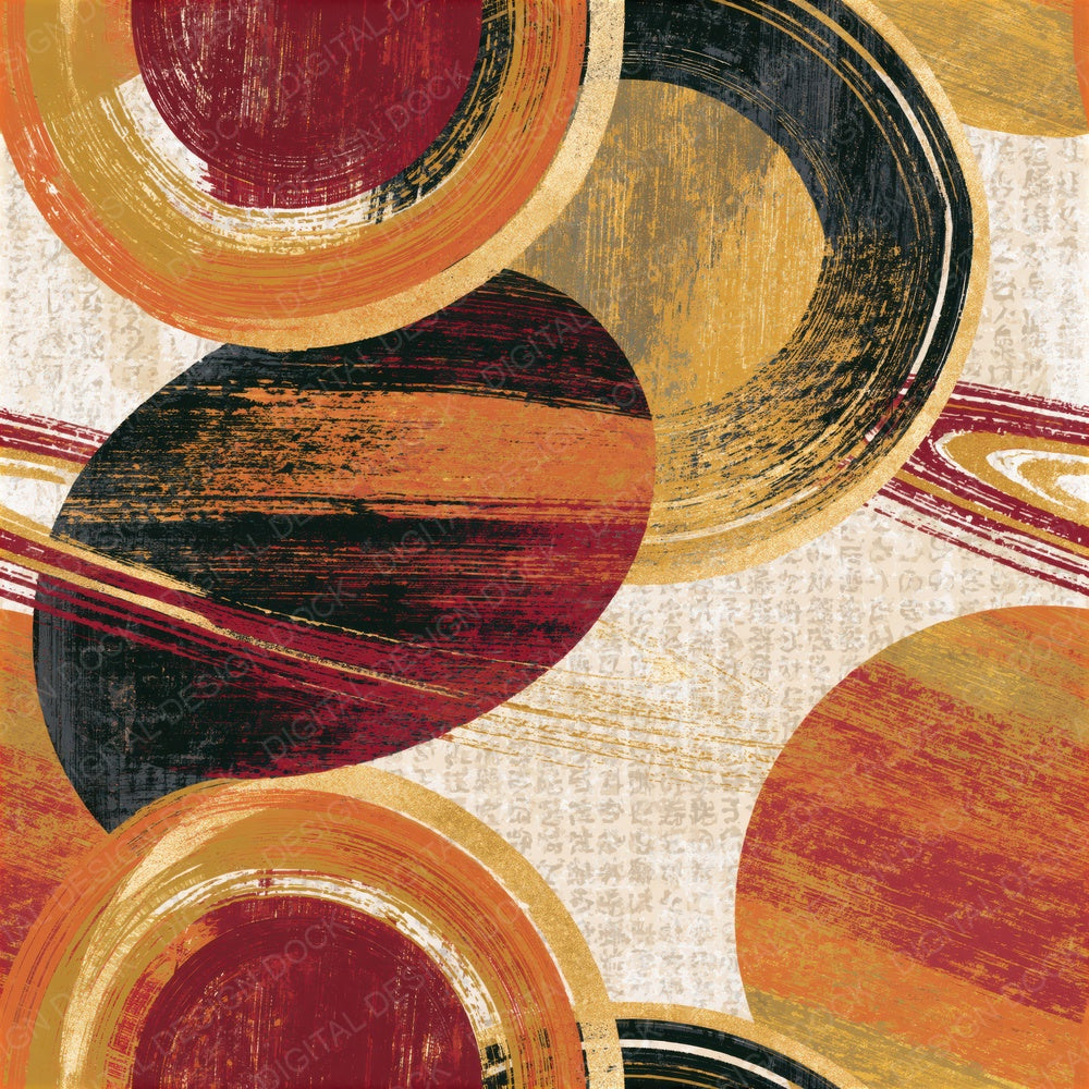 Woodcut Saturn Rings Terracotta Seamless Digital Paper Pack (DDD014304)