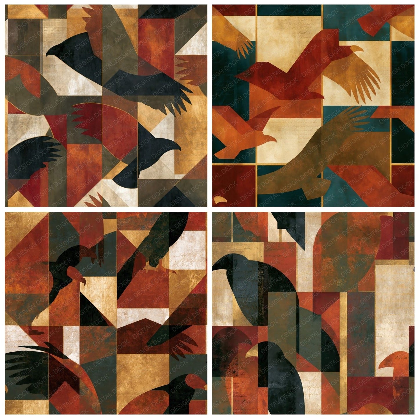 Bauhaus Vulture Earth Rust Seamless Digital Paper Pack (DDD014306)