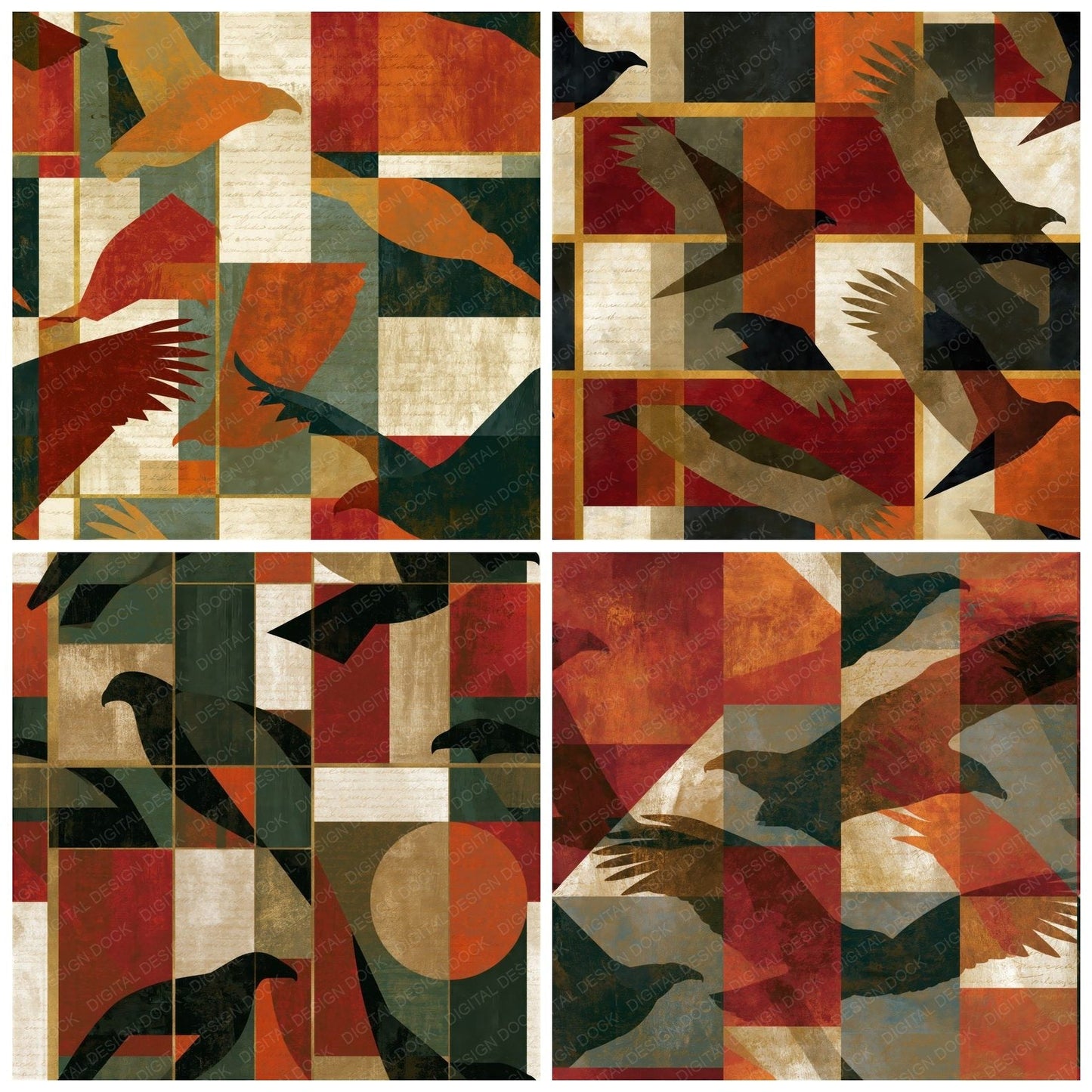 Bauhaus Vulture Earth Rust Seamless Digital Paper Pack (DDD014306)