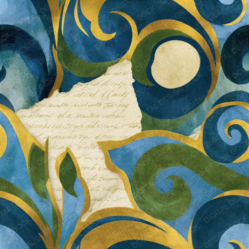 Collage Cappuccino Azure Bone Seamless Digital Paper Pack (DDD014307)