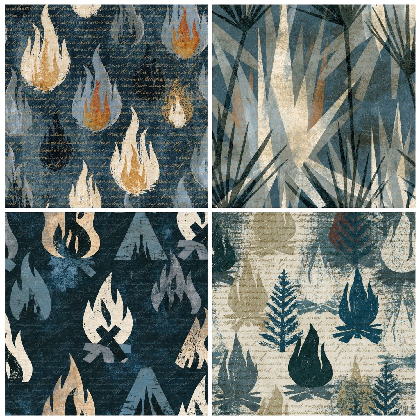 Etching Bonfires Pewter Slate Digital Paper Pack (DDD014308)