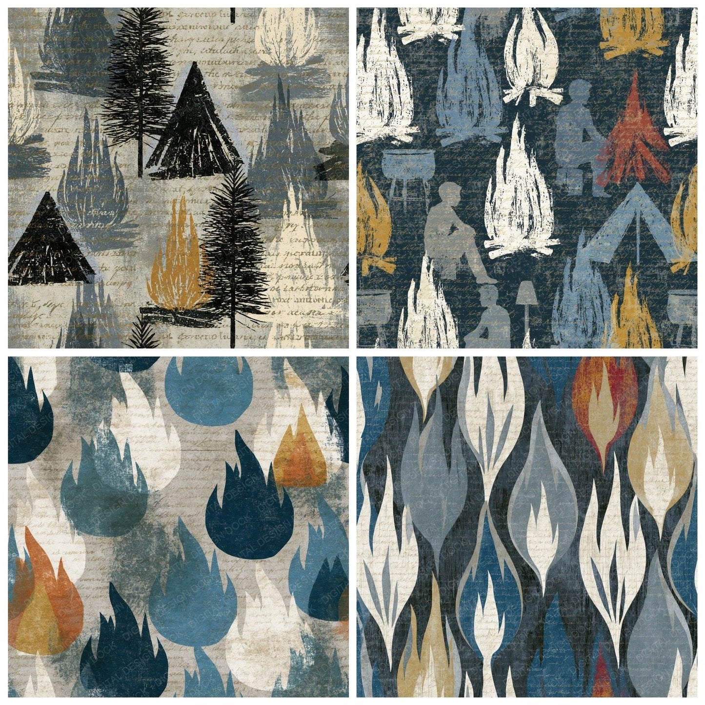 Etching Bonfires Pewter Slate Digital Paper Pack (DDD014308)