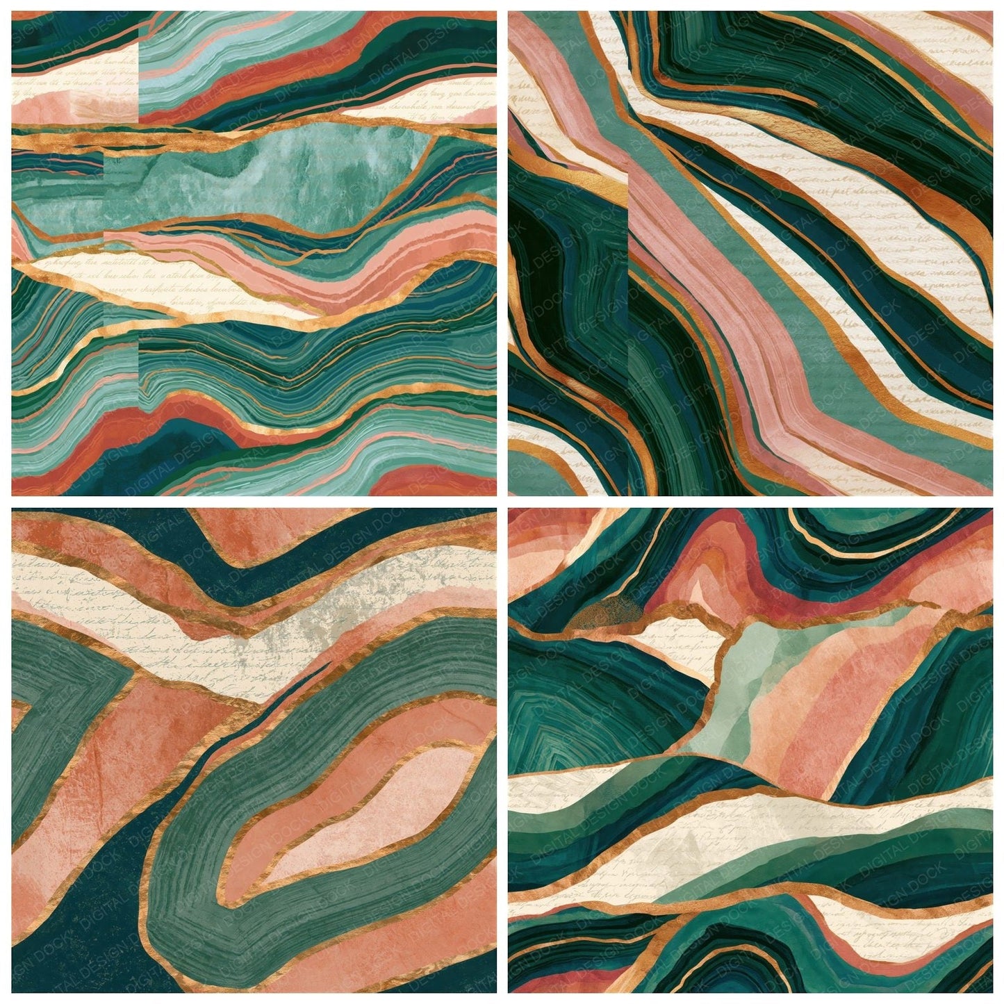 Geology Cross-Sections Dewy Green Blush Seamless Digital Paper Pack (DDD014309)