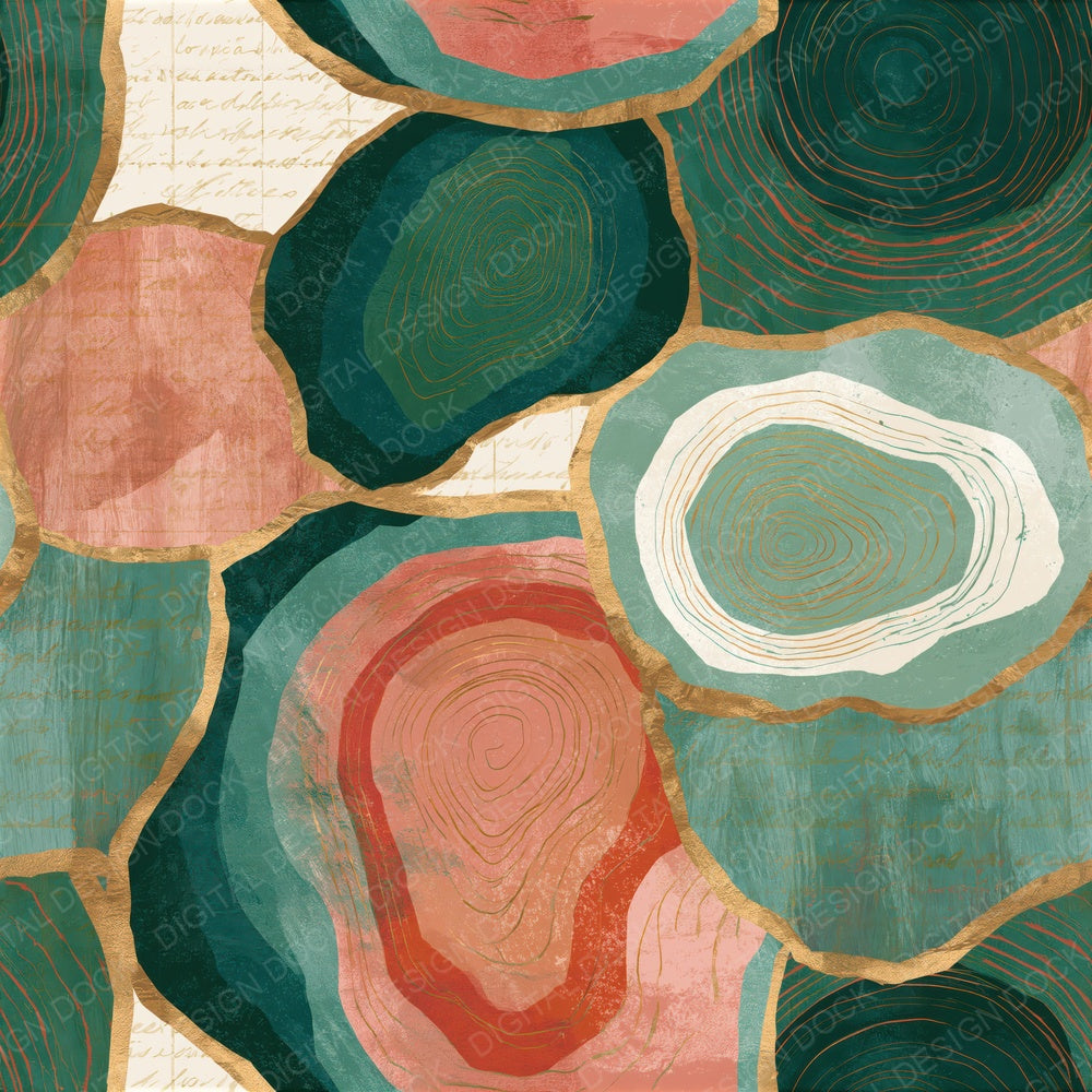 Geology Cross-Sections Dewy Green Blush Seamless Digital Paper Pack (DDD014309)