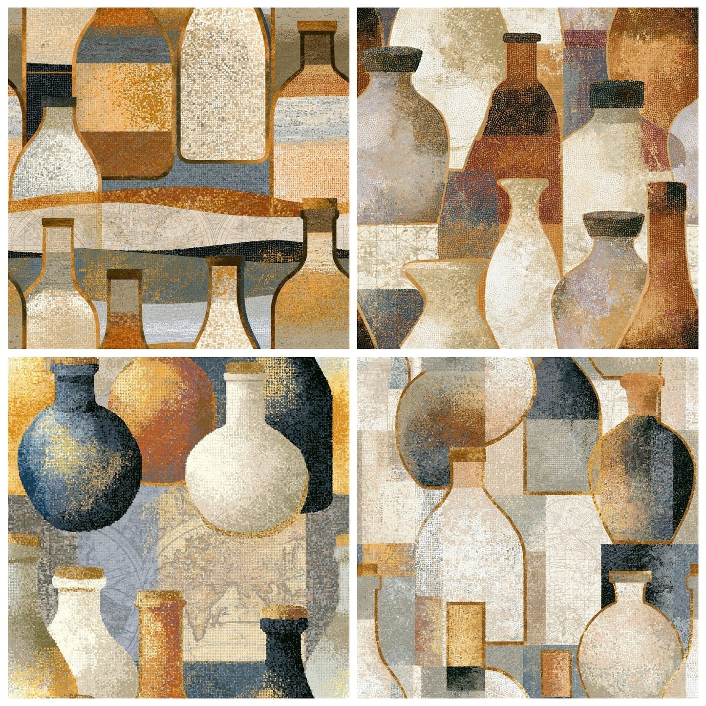 Pointillism Milk Bottles Bone Seamless Digital Paper Pack (DDD014313)