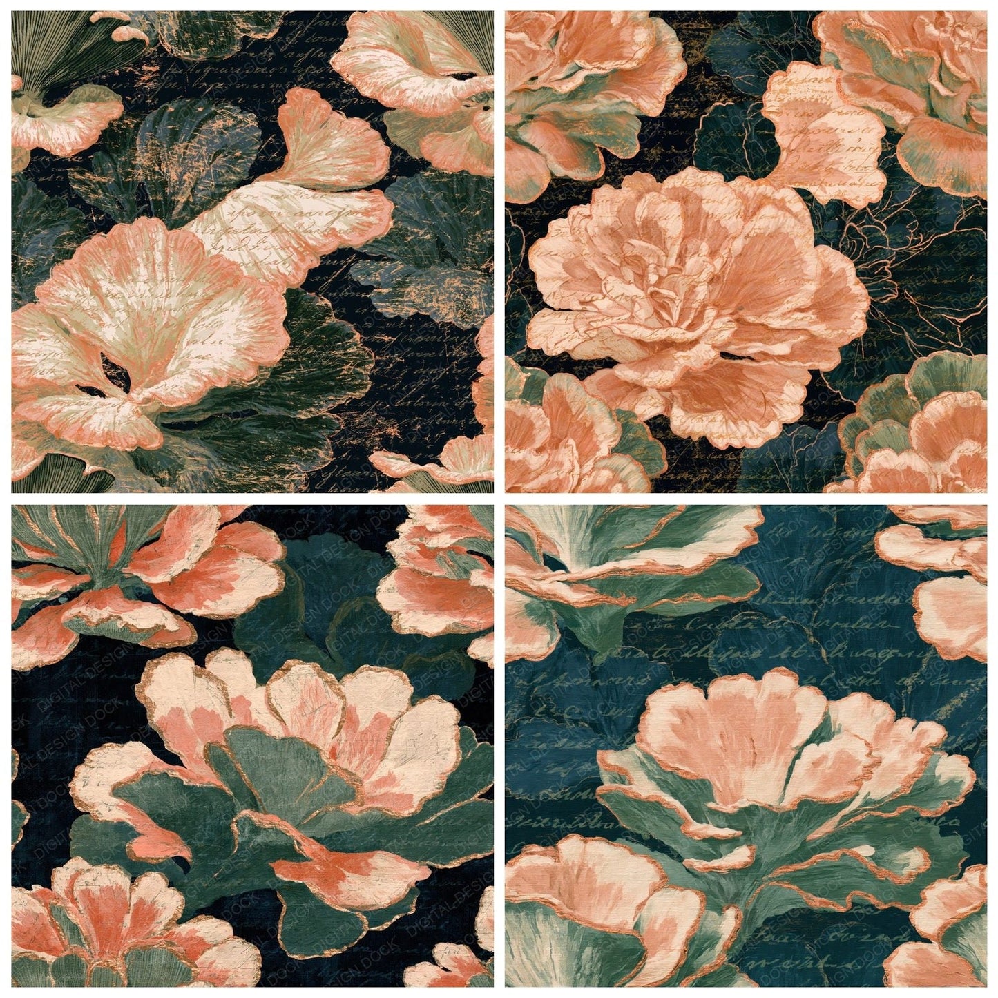 Scratchboard Hen Woods Apricot Seamless Digital Paper Pack (DDD014315)