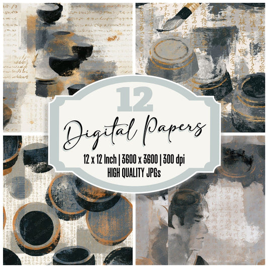 Screenprint Inkpots Dove Grey Seamless Digital Paper Pack (DDD014317)