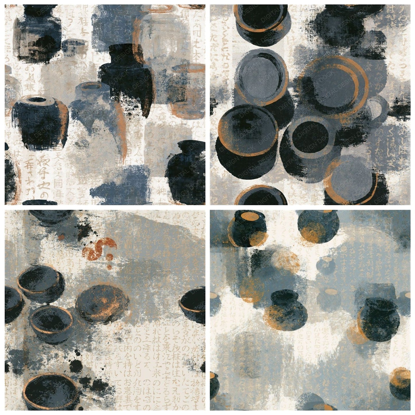 Screenprint Inkpots Dove Grey Seamless Digital Paper Pack (DDD014317)