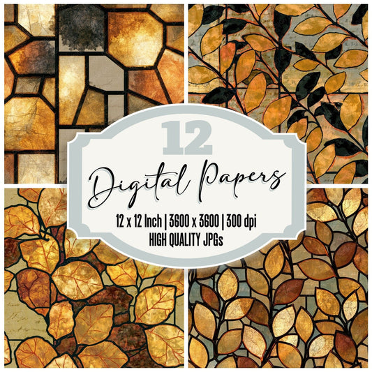 Stained Glass Box Hedge Wheat Seamless Digital Paper Pack (DDD014318)