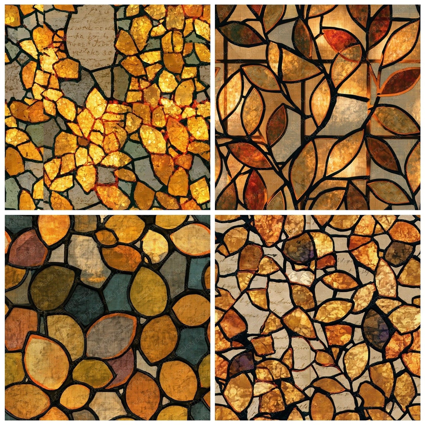 Stained Glass Box Hedge Wheat Seamless Digital Paper Pack (DDD014318)