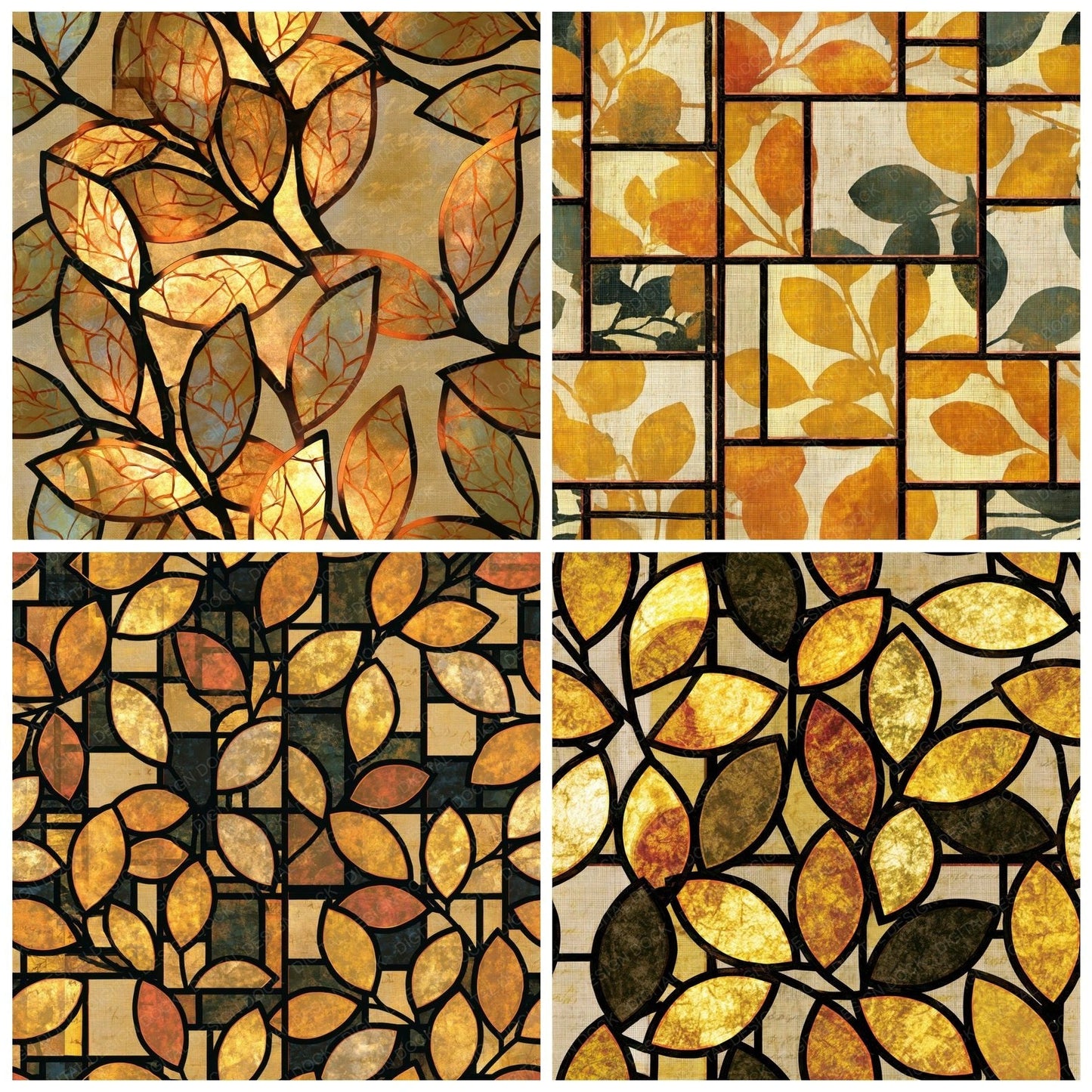 Stained Glass Box Hedge Wheat Seamless Digital Paper Pack (DDD014318)