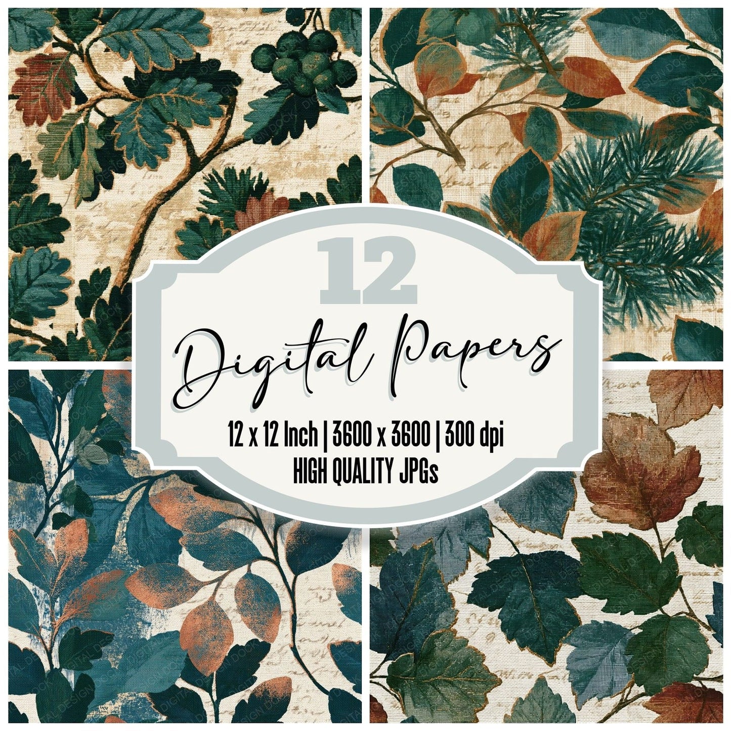 Tapestry Mulberry Pine Cedar Seamless Digital Paper Pack (DDD014319)