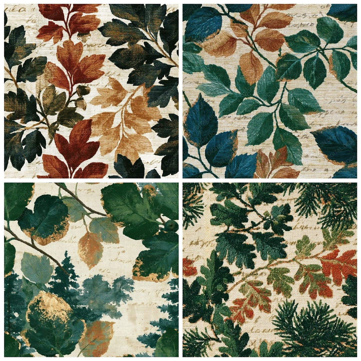 Tapestry Mulberry Pine Cedar Seamless Digital Paper Pack (DDD014319)