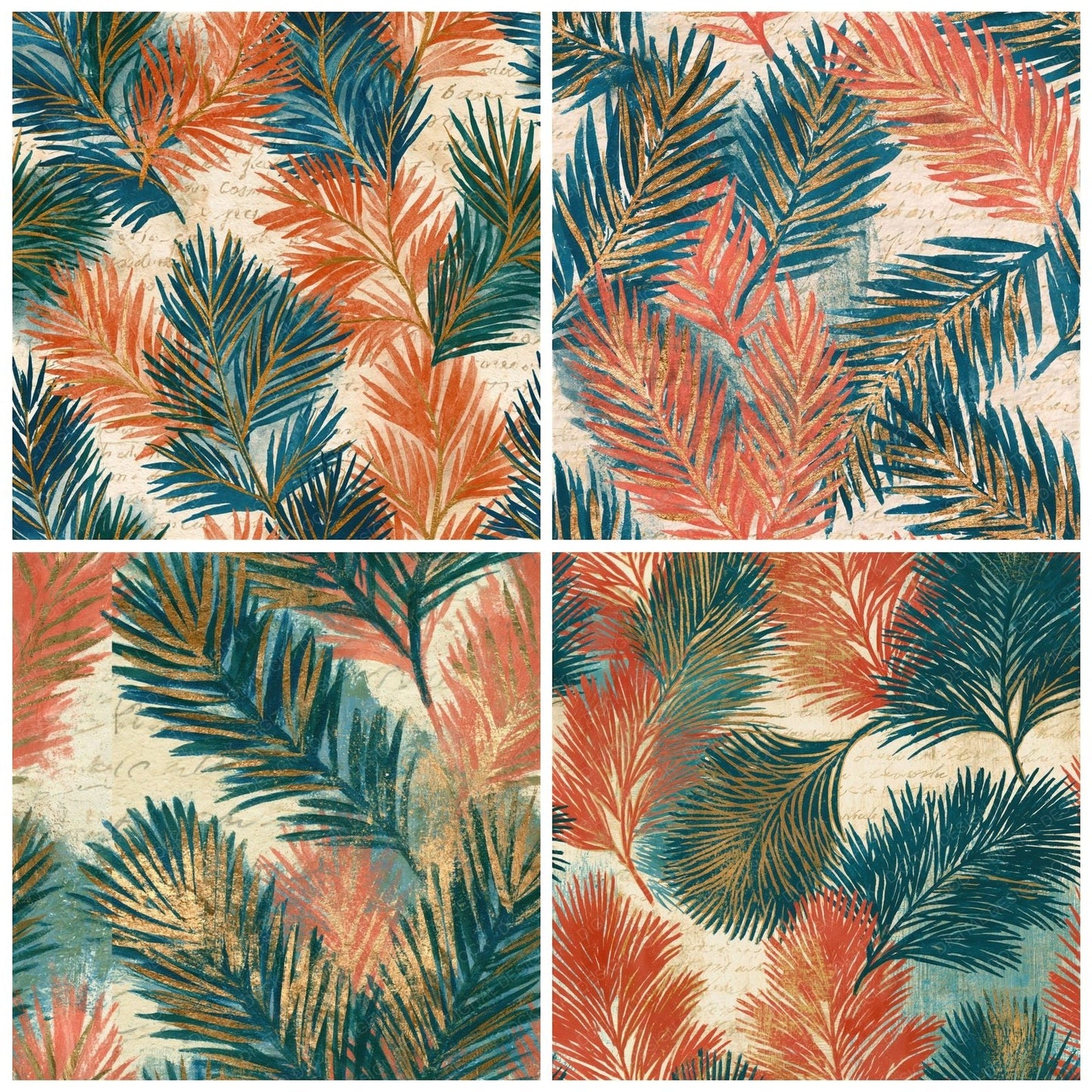 Tempera Evergreen Coral Sea Blue Seamless Digital Paper Pack (DDD014320)