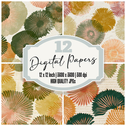 Woodblock Tube Worms Olive Ochre Digital Paper Pack (DDD014322)