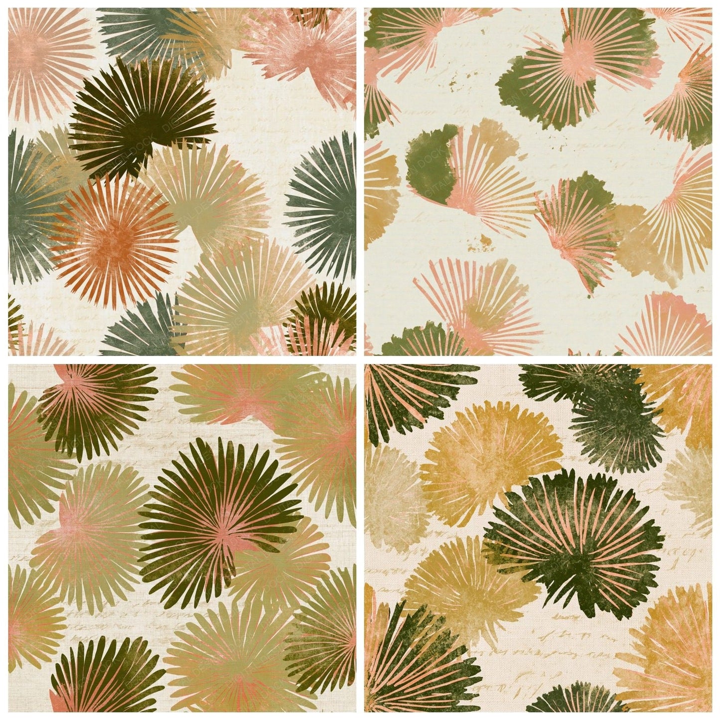 Woodblock Tube Worms Olive Ochre Digital Paper Pack (DDD014322)