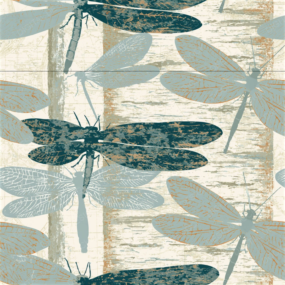 Woodcut Lacewings Sea Glass Seamless Digital Paper Pack (DDD014324)