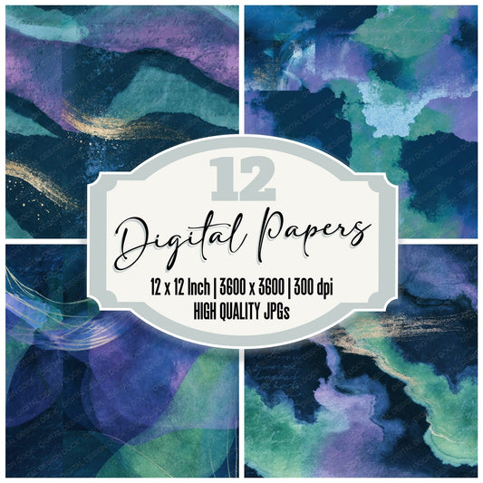 Cyanotype Aurora Lilac Midnight Seamless Digital Paper Pack (DDD014329)