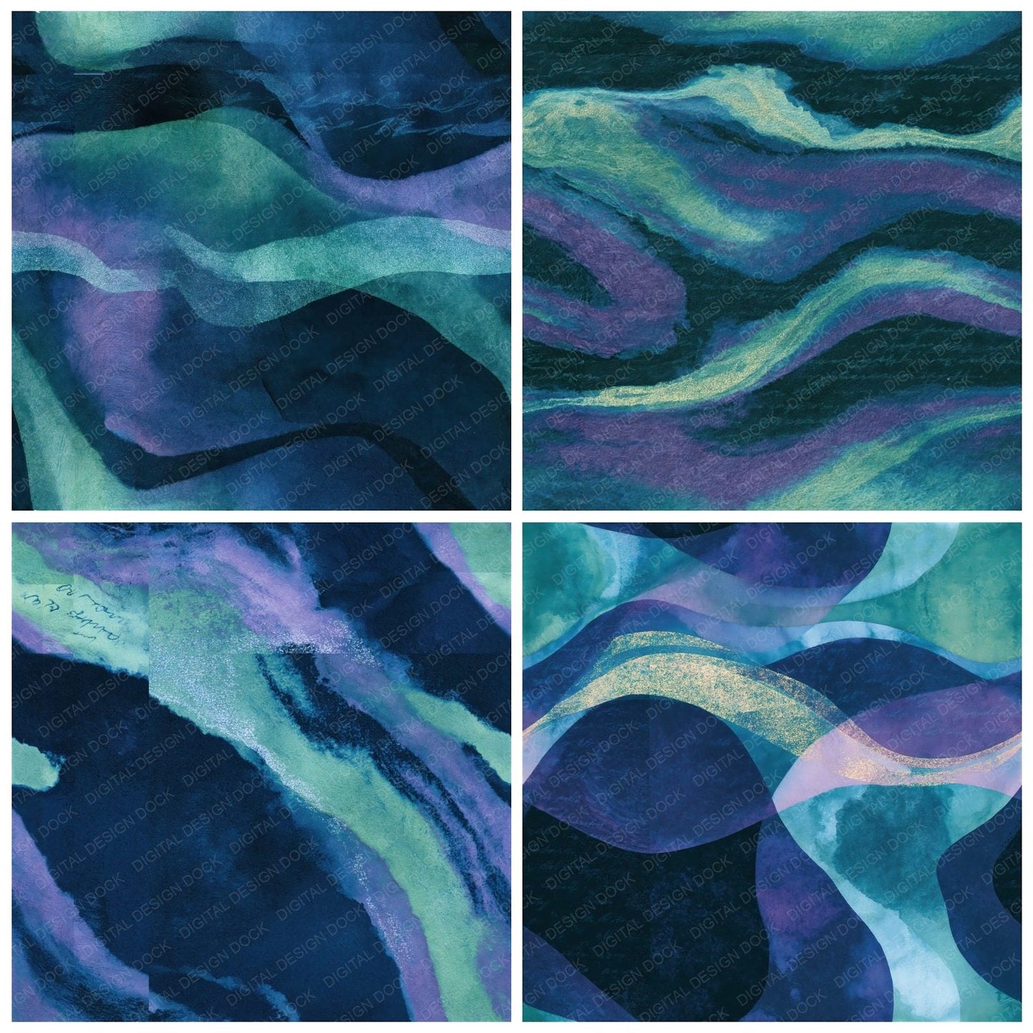 Cyanotype Aurora Lilac Midnight Seamless Digital Paper Pack (DDD014329)