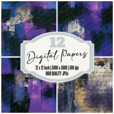 Drypoint Purple Charcoal Tonal Seamless Digital Paper Pack (DDD014330)