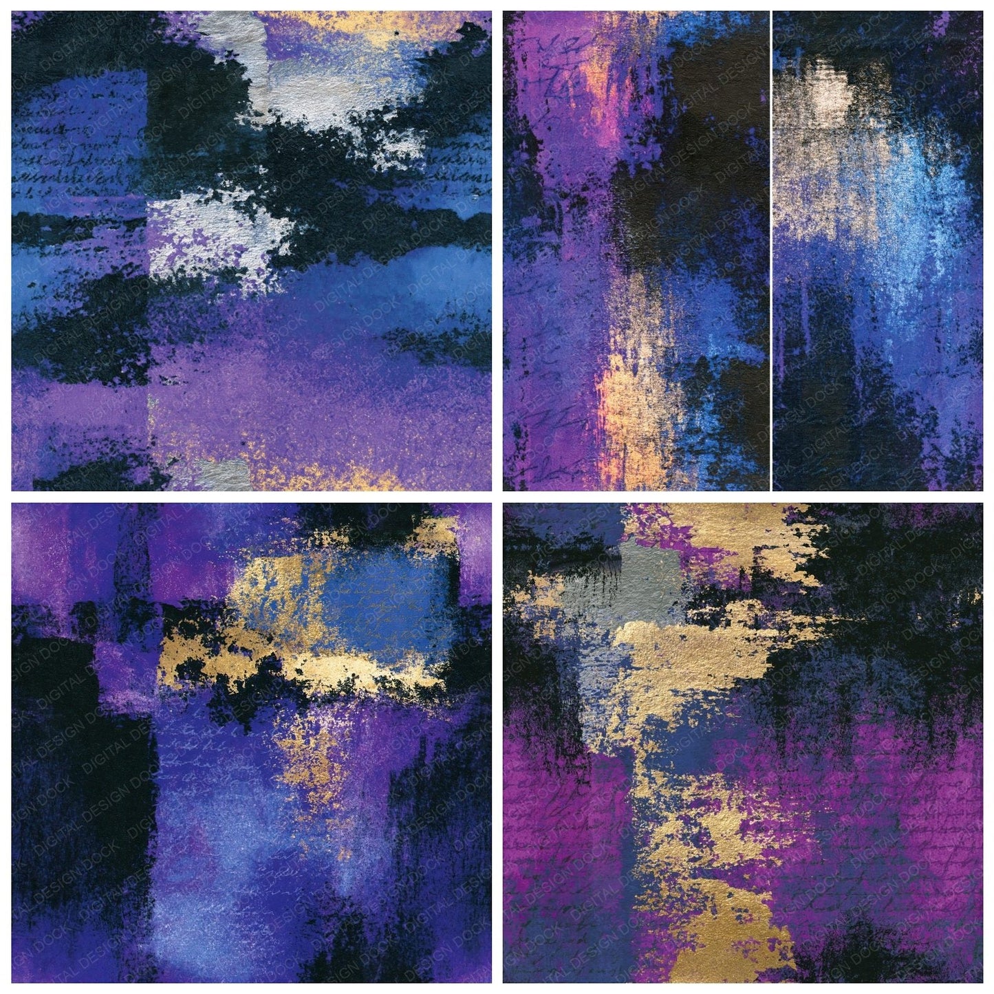 Drypoint Purple Charcoal Tonal Seamless Digital Paper Pack (DDD014330)