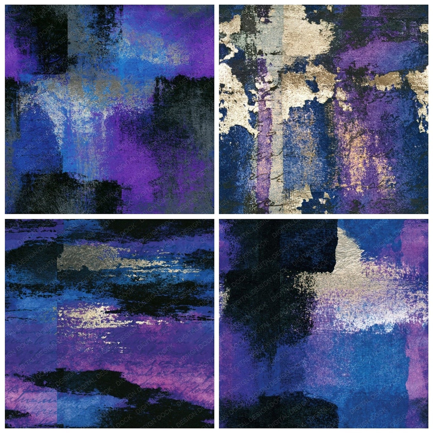 Drypoint Purple Charcoal Tonal Seamless Digital Paper Pack (DDD014330)