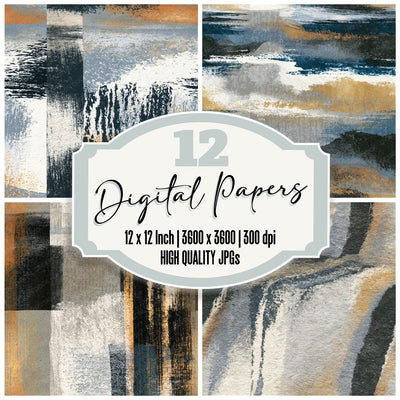 Drypoint White Dove Grey Charcoal Tonal Seamless Digital Paper Pack (DDD014331)