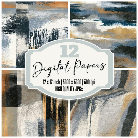 Drypoint White Dove Grey Charcoal Tonal Seamless Digital Paper Pack (DDD014331)