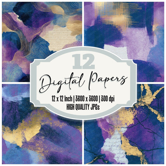 Etching Amethyst Indigo Tonal Seamless Digital Paper Pack (DDD014332)