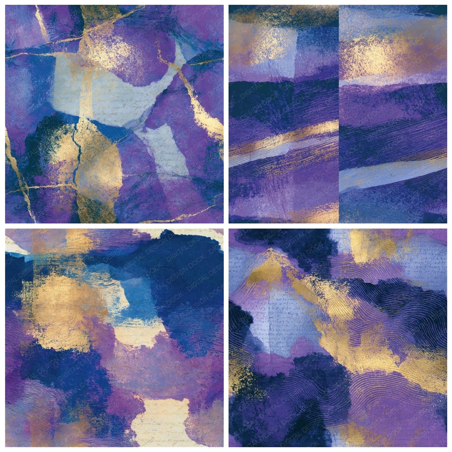 Etching Amethyst Indigo Tonal Seamless Digital Paper Pack (DDD014332)