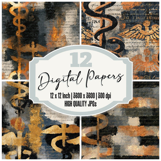 Impressionist Asclepius Bone Seamless Digital Paper Pack (DDD014333)