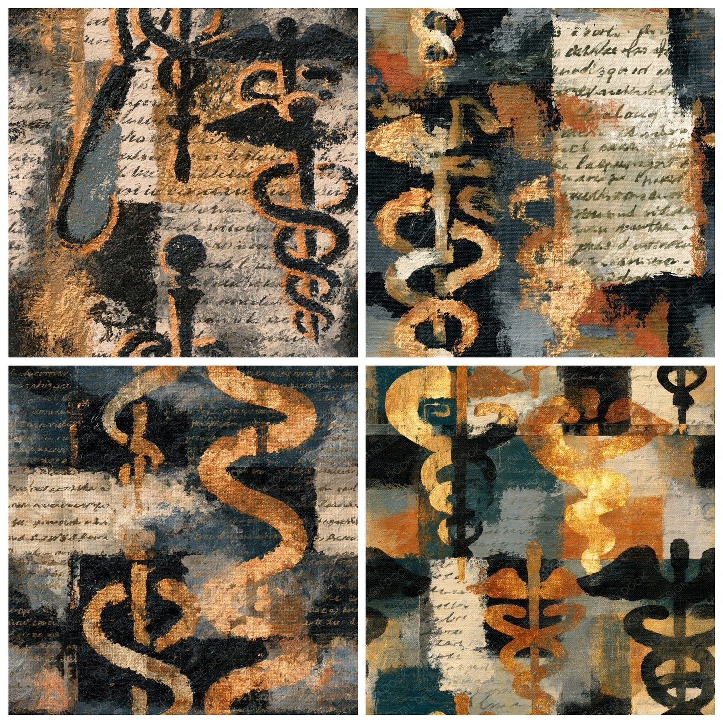 Impressionist Asclepius Bone Seamless Digital Paper Pack (DDD014333)