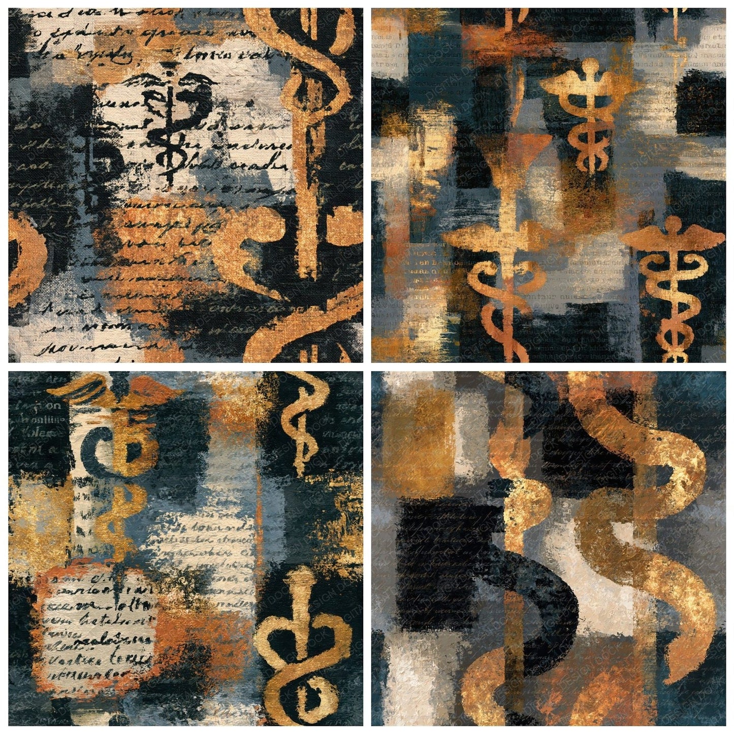 Impressionist Asclepius Bone Seamless Digital Paper Pack (DDD014333)