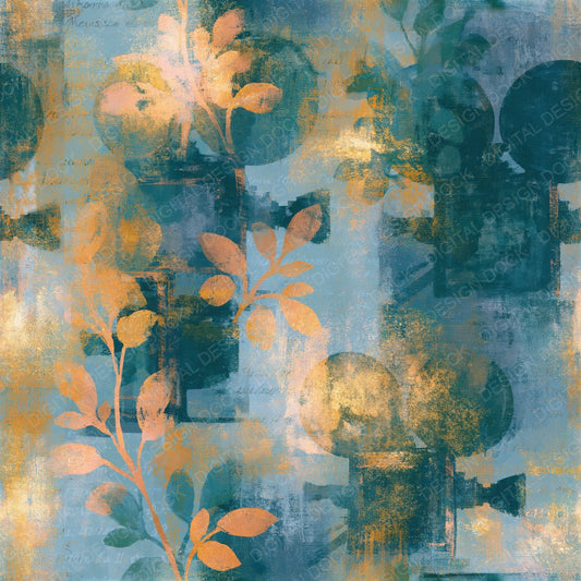 Impressionist Film Projectors Sea Glass Gold Seamless Digital Paper Pack (DDD014334)