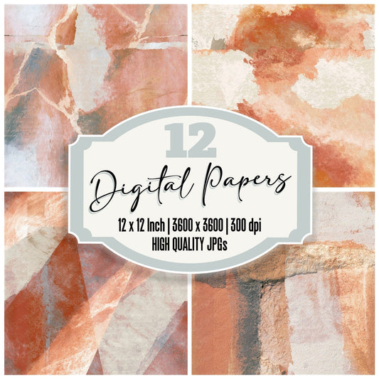Infrared Terracotta Stone Tonal Seamless Digital Paper Pack (DDD014335)