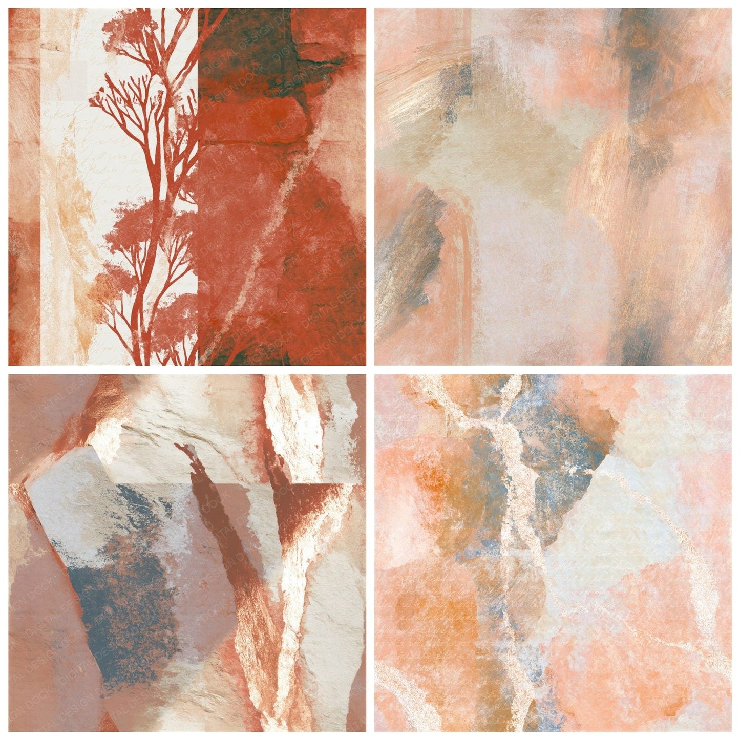 Infrared Terracotta Stone Tonal Seamless Digital Paper Pack (DDD014335)
