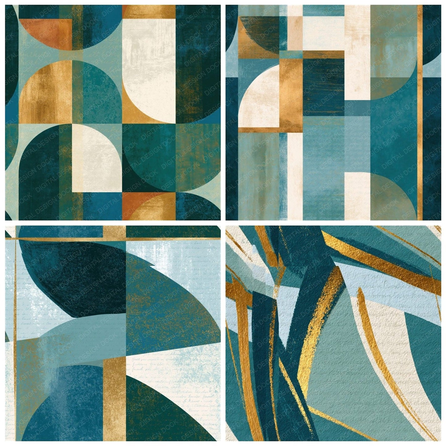 Mid-Century Modern Forest Bronze Charcoal Seamless Digital Paper Pack (DDD014341)