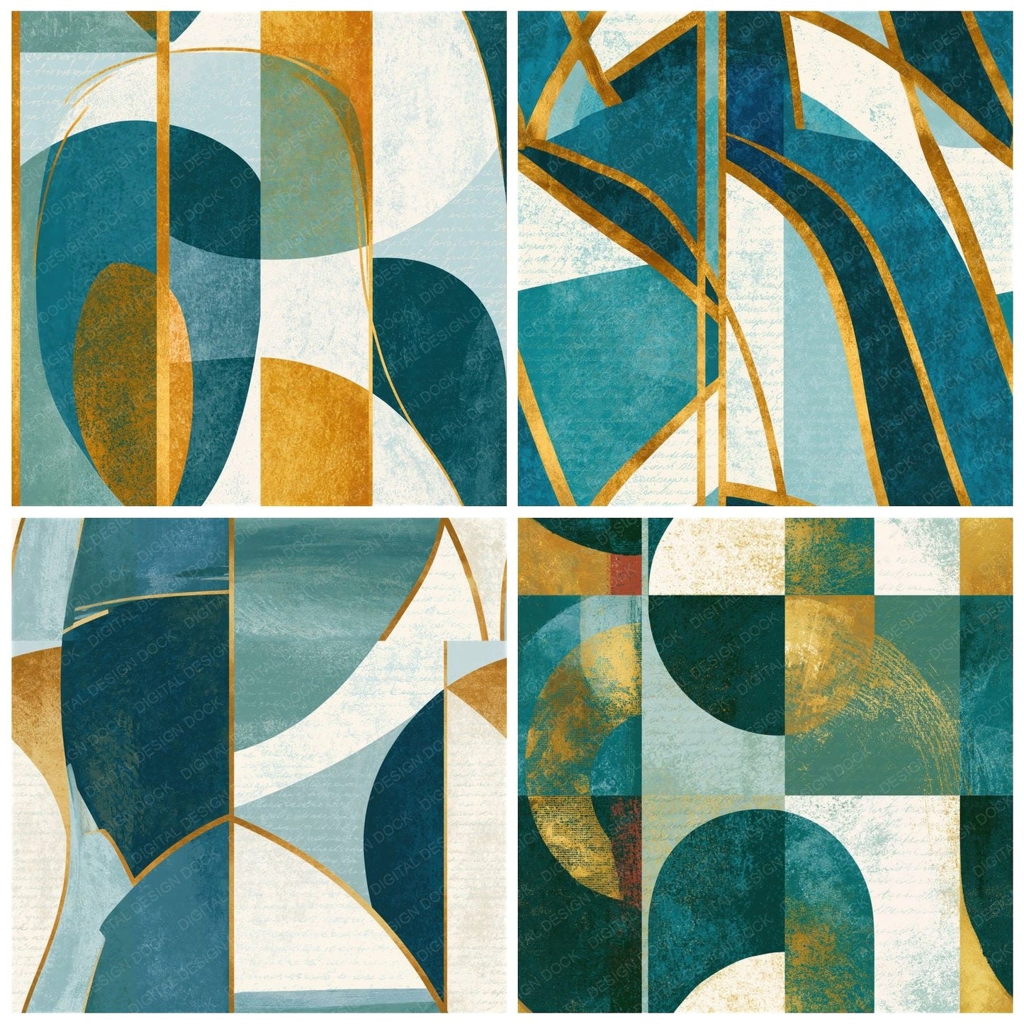 Mid-Century Modern Forest Bronze Charcoal Seamless Digital Paper Pack (DDD014341)