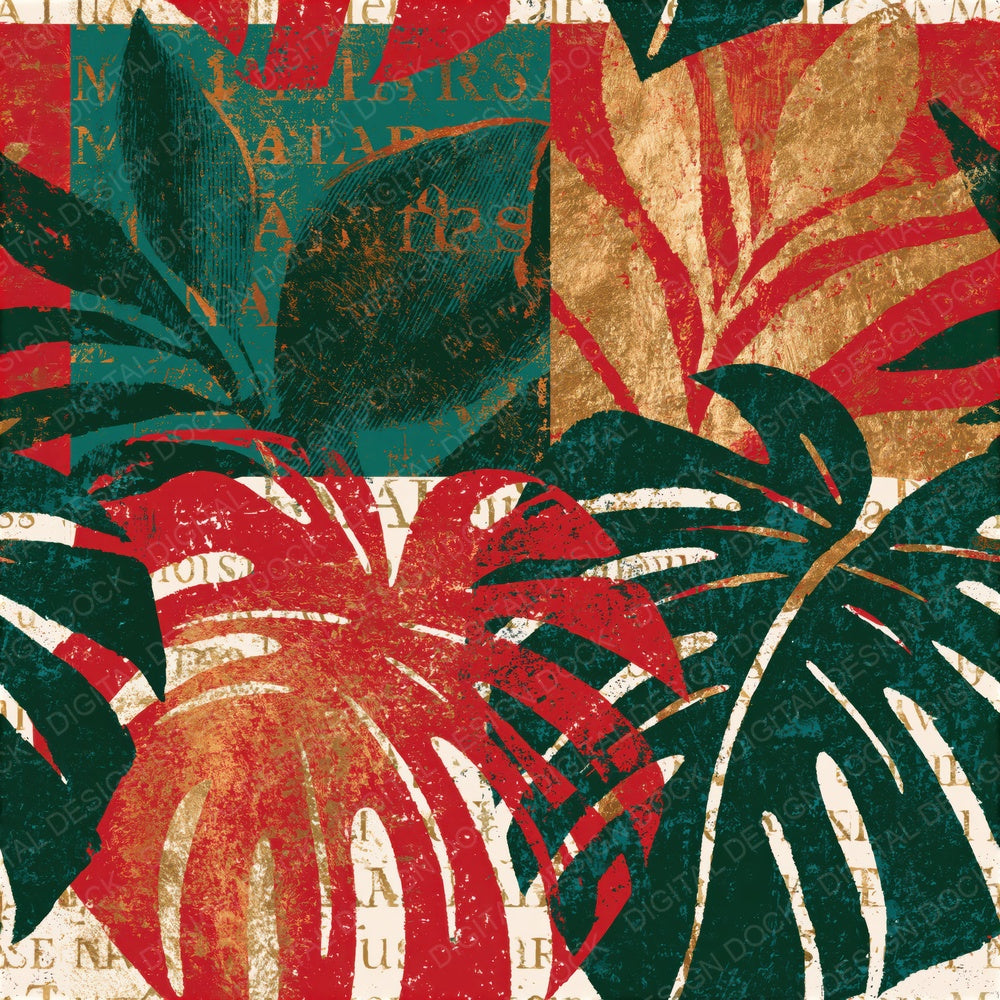 Pop Art Forest Green Crimson Abstract Seamless Digital Paper Pack (DDD014342)