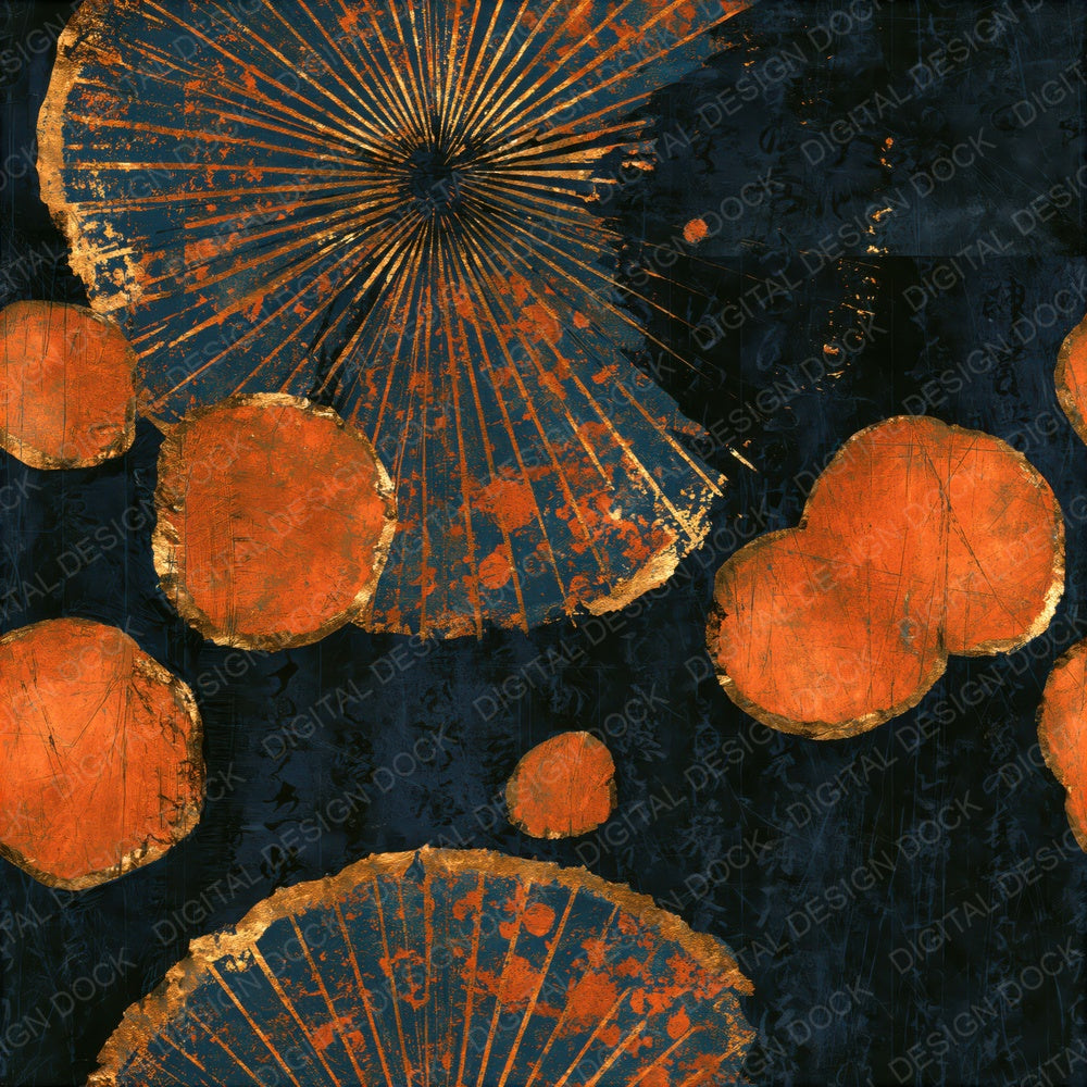 Scratchboard Puffballs Copper Orange Seamless Digital Paper Pack (DDD014343)