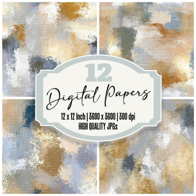 Impressionist Sand Biscuit Dove Abstract Seamless Digital Paper Pack (DDD014345)