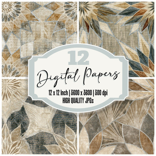 Mandala Church Spires Bone Seamless Digital Paper Pack (DDD014347)