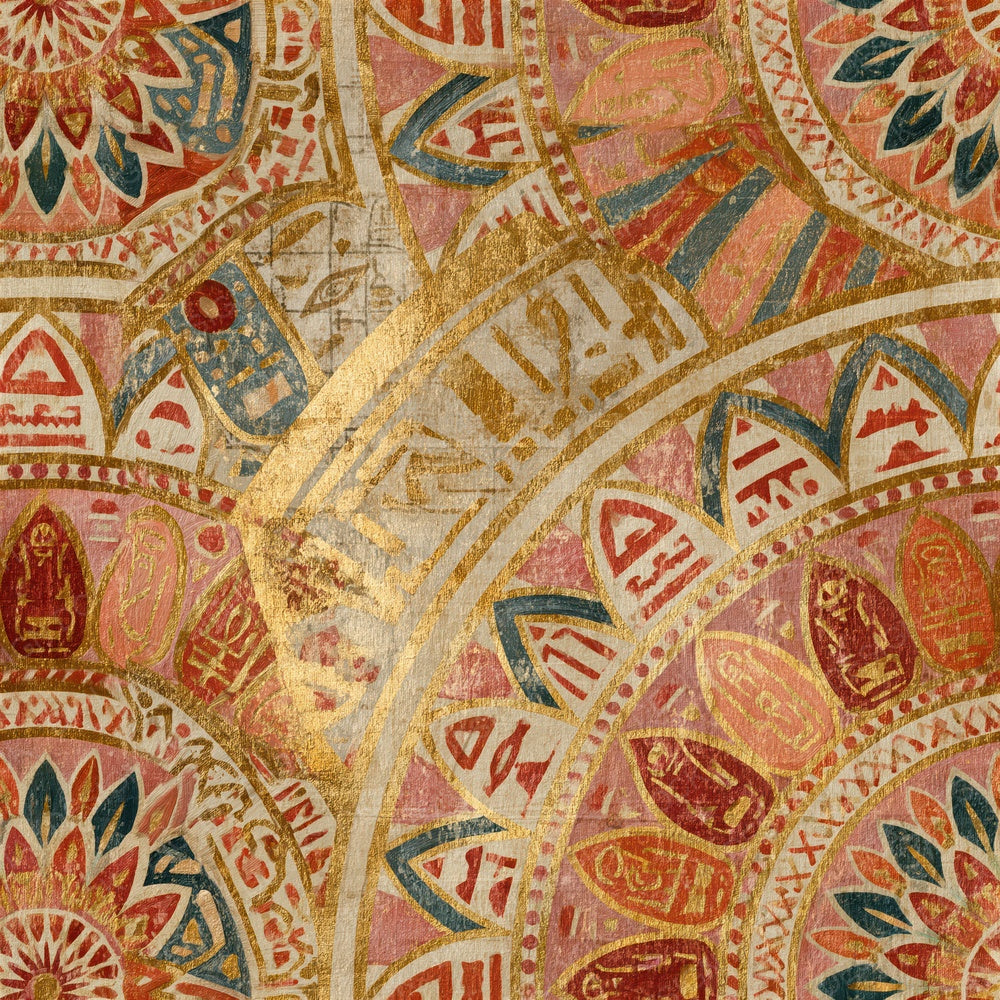 Mandala Egyptian Hieroglyphs Coral Gold Seamless Digital Paper Pack (DDD014348)