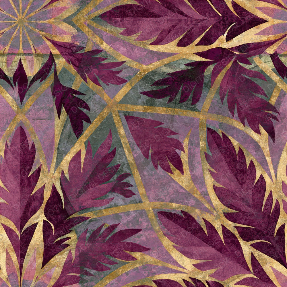 Mandala Kelp Forest Mauve Gold Seamless Digital Paper Pack (DDD014349)