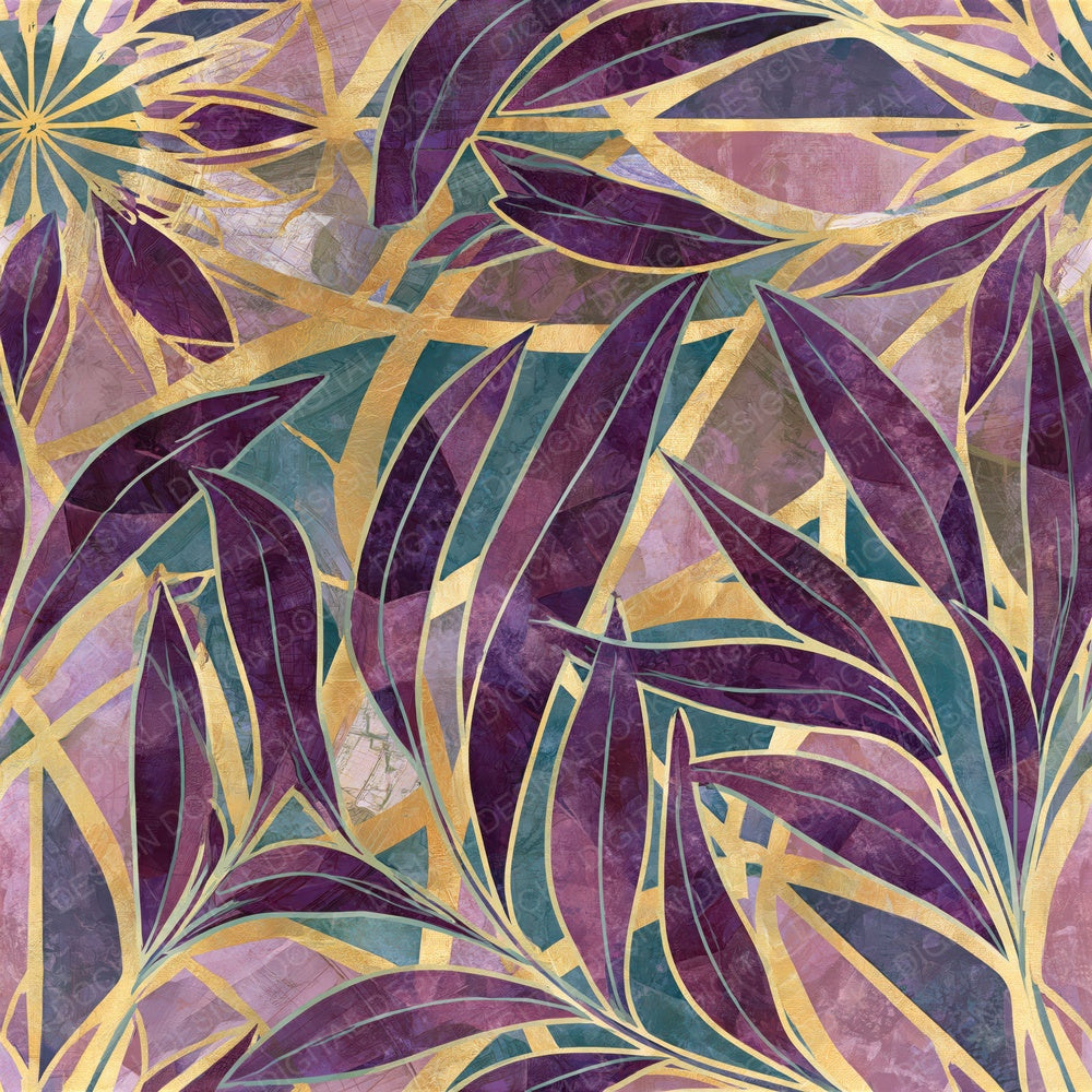 Mandala Kelp Forest Mauve Gold Seamless Digital Paper Pack (DDD014349)