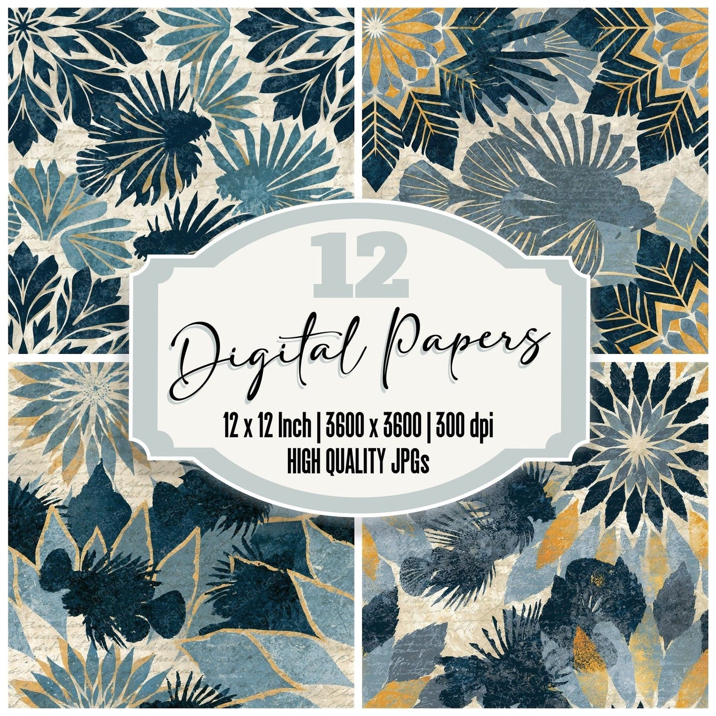 Mandala Lionfish Oyster Storm Seamless Digital Paper Pack (DDD014351)