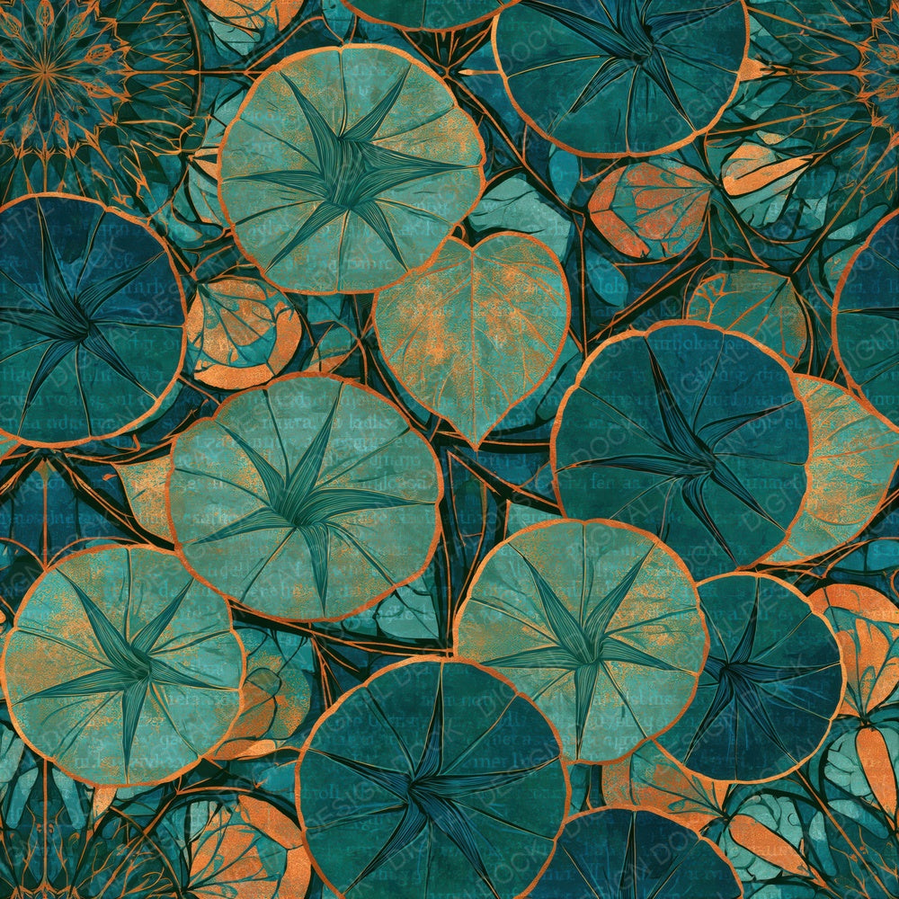 Mandala Morning Glory Jade Copper Seamless Digital Paper Pack (DDD014352)