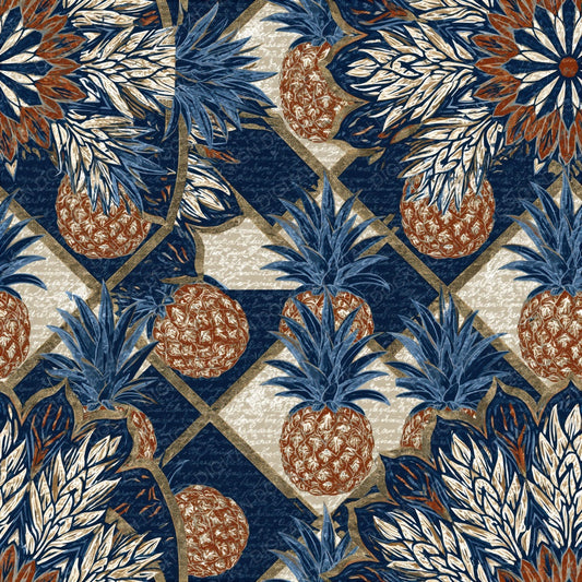 Mandala Pineapple Navy Chalk Seamless Digital Paper Pack (DDD014353)