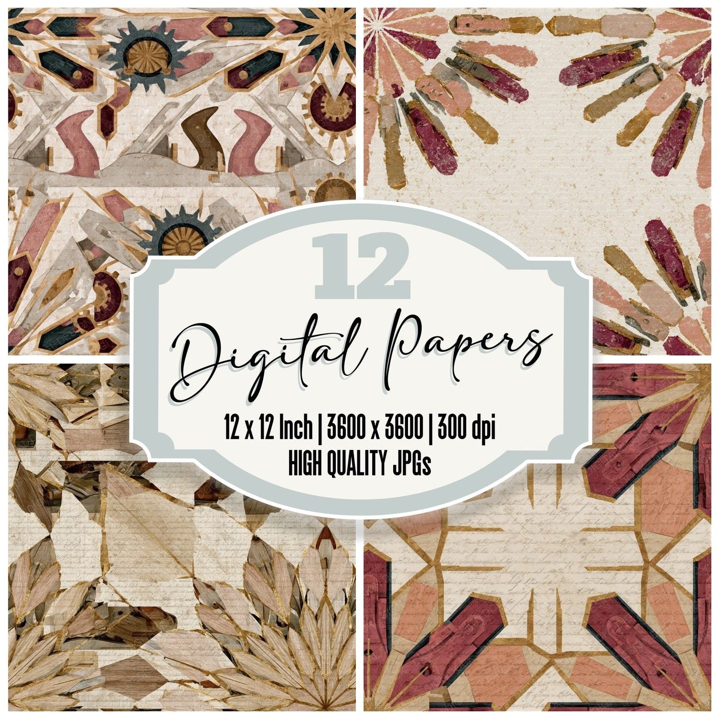 Mandala Planes Dusty Pink Seamless Digital Paper Pack (DDD014354)
